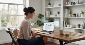 A woman using AI in web design