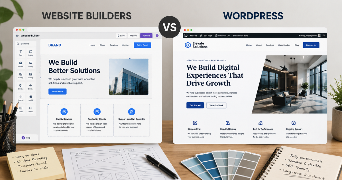 WordPress vs website builders comparison for business websites.