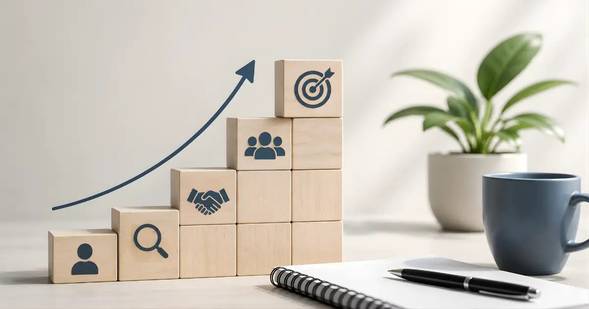 Business growth concept with strategy and success icons